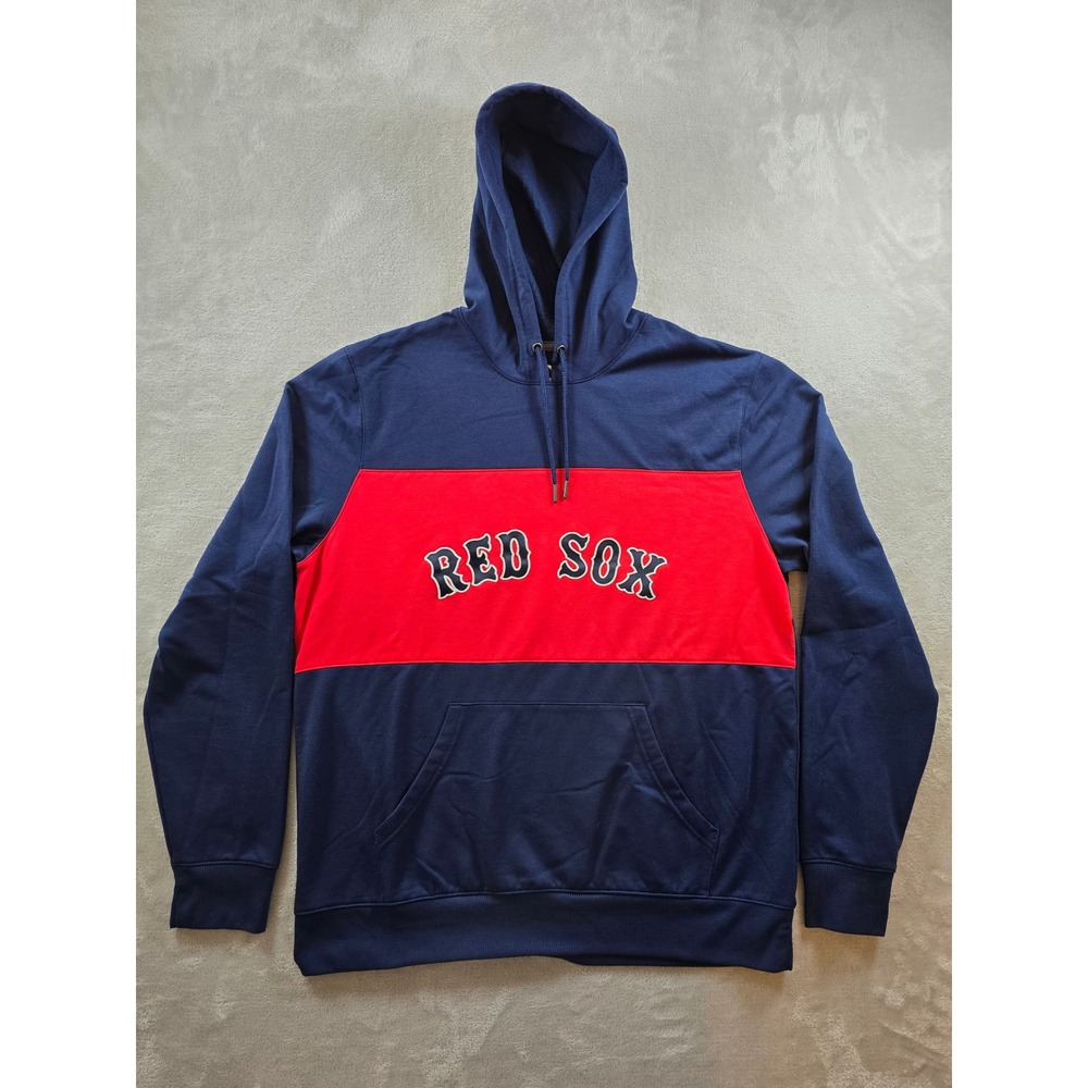 Boston Red Sox Hoodie Sweatshirt Men L Blue Red Color Block Fanatics Lightweight